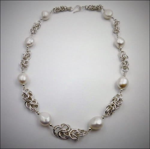 DKC-751 Chain Necklace with Baroque Pearls at Hunter Wolff Gallery